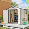 8 x 6ft Garden Shed Storage w/ Foundation Kit, Vents, Cream White