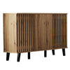 Sideboard Storage Cabinet with Hybrid Doors & Shelves, 150x40x95cm, Wood Grain