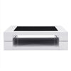 Cyndy High Gloss Coffee Table In White With Black Glass Top