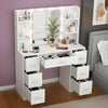 Large Dressing Table Wood Makeup Desk with Hollywood LED Mirror 7 Drawer Mxotkzj