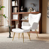 Modern Accent Chair with Footstool Set Upholstered Boucle Padded Seat Metal Legs