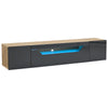 Floating TV Stand Cabinet with LED lights High Gloss TV Unit with Pull-Down Door