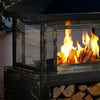 Log Burner Fire Pit Chiminea Heater Mesh Surround Steel and Storage Outdoor