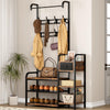Entryway Hall Tree with Storage Bench, Drawer, 8 Hooks, Shoe Rack & 2-Tier Shelf