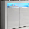 TV Unit | 155cm Sideboard | Cabinet | Cupboard | White High Gloss Doors Free LED