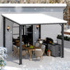 3x3m Aluminium Lean-to Gazebo, Wall-Mounted Iron Hardtop Roof Pergola