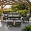 7-Seater Rattan Furniture Set with Table Armchairs Stools Garden Outdoor Patio