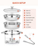 Wilprep 6qt Chafing Dish Buffet Set of 4 Stainless Steel Food Warmers Party 5.5L