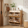 Bonnlo Rattan 4-Bin 2-Drawer Shoe Cabinet, Wide, Adjustable