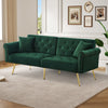 2 Seater Fabric Sofa Bed Click Clack Modern Sleeper Sofa Settee w/Cushions Green
