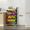 4 Tier Kitchen Trolley with Lockable Wheels, Vegetable Storage Rack on Wheels