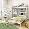 Bunk Bed with Stairs, Desk, Headboard Storage Solid Pine Wood Frame Kids Sleeper