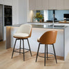 26in Bar Stools Set of 2 Swivel Counter Height Chairs w/ Metal Legs & Footrest