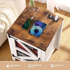 Farmhouse End Table 18" Nightstand w/ Charging Station, Barn Door & Adjustable