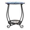 Mosaic Outdoor Side Table Round End Table Iron Accent Table Flower Plant Stand