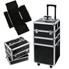 3 in 1 Makeup Trolley Case Beauty Vanity Case Box Hairdressing Trolley on Wheels