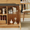 Extendable Dining Bar Table Wooden Kitchen Island with Cabinets & LED Lighting
