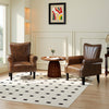 Upholstered Modern Accent Chair, Armchair with Wood Legs, Brown