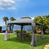3 x 3(m) Garden Gazebo Double Top Gazebo Canopy w/ Mesh Grey