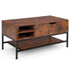 Lift Top Coffee Table with Hidden Compartment & Removable Storage Shelf（Brown）
