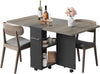 Folding Dining Table w/ Drop Leaf, Space Saving Kitchen Table w/ Storage Shelves