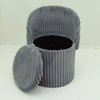 Ottoman Storage Stool Ribbed Round Pouffe Seat 3-in-1 Compact Chair Footstool