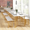 4 Piece Rectangular Kitchen Table with Bench & 2 Stools Dining Table Set