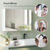 Wall Mounted Bathroom Mirror Cabinet with 4 Adjustable Shelves, White