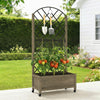 Outsunny Garden Bed w/Metal Trellis, Wooden Elevated Planter Box Carbonised