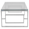 Rectangle Glass Coffee Table Polished Steel Frame Modern Living Room Furniture