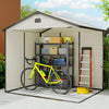 8 x 6ft Garden Shed Storage w/ Foundation Kit, Vents, Cream White