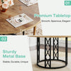 Dining Table Round Wood Top Metal Base Farmhouse Industrial Kitchen Dining Room