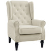 Retro Accent Chair Wingback Armchair with Wood Frame for Living Room Dark Grey
