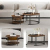 Set of 2 Nesting Coffee Tables Round Stacking Sofa Side Tables for Living Room