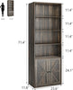 181cm Tall Bookshelf Free Standing Storage Shelf Unit with Storage Dark Oak