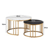 Set of 2 Nesting Coffee Table Round Stacking Side End Table White Black
