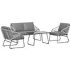 Four-Piece Rattan Strong Panel Outdoor Sofa Set - Grey