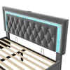 Velvet Upholstered Super King Size Storage Bed w/ LED Headboard & USB Charging