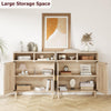 Natural Rattan Sideboard with Shelves Woven Doors Multipurpose Storage Cabinet