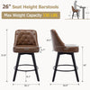 2PCS Swivel Bar Stools Counter Height Upholstered Kitchen Island Chairs w/ Backs