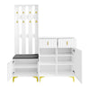 Shoe Storage Cabinets with Drawers, Shoe Bench and Coat Rack Wardrobe Set White