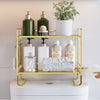 Black 2-Tier Over Toilet Storage Rack,Bathroom Organizer w/ 2 Hooks,Paper Holder