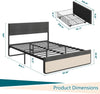 Queen Bed Frame with 2 Storage Drawer Upholstered Platform Bed with Headboard🔥