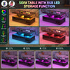 Coffee Table with LED High Gloss Black Coffee Table Centre 2 Drawers Rectangular