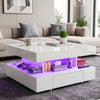 High Gloss LED Coffee Table With 2 Drawers Modern 2 Tier Square Centre Eovxburl