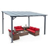 Aluminium Lean-To Gazebo, Wall-Mounted Hardtop Roof Pergola for Garden & Patio