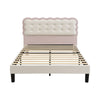 Double Upholstered Bed 4ft6 135x190cm with Velvet Headboard & Study Slats, Beige