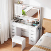 Mondeer Vanity Dressing Table with LED Lighted Mirror & 11 Drawers Makeup Desk