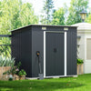 8x4ft Metal Garden Shed Tool Storage Shed Outdoor With Free Base Foundation Vent