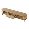 Solid Wood & Rattan TV Stand - Natural Style Cabinet with Doors & Drawers UK